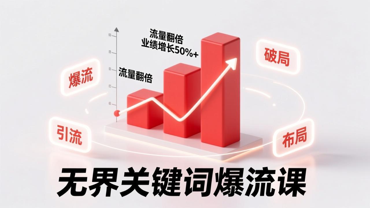 无界关键词爆流课,破局布局逻辑、阶段精准引流,实现流量翻倍,店铺业绩增长50%+。-opc资源站