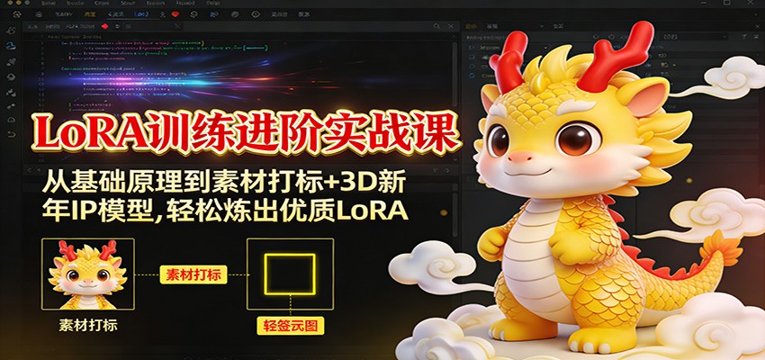 LoRA训练进阶实战课:从基础原理到素材打标+3D新年IP模型,轻松炼出优质LoRA-一个小目标资源站