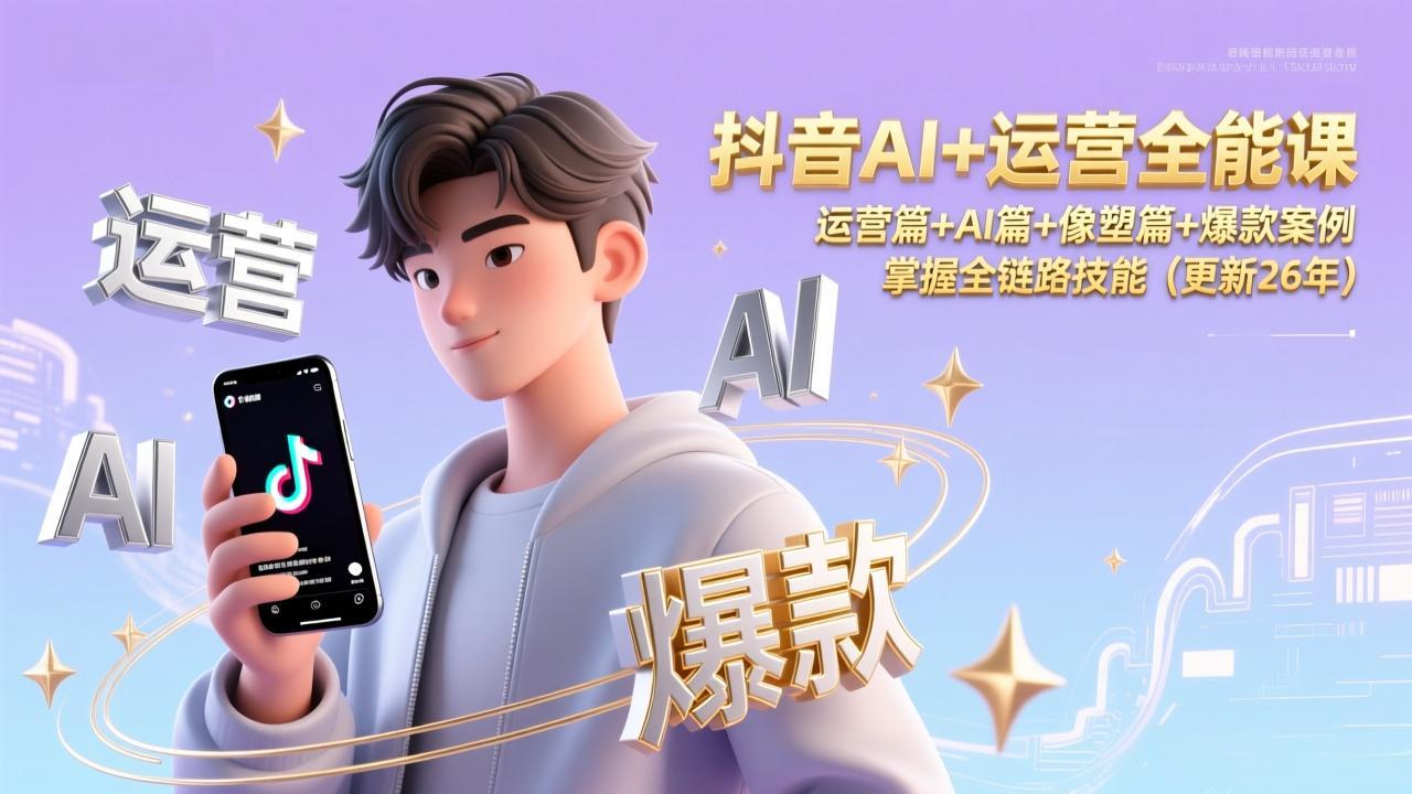 抖音AI+运营全能课，运营篇+AI篇+像塑篇+爆款案例，掌握全链路技能(更新26年-一个小目标资源站