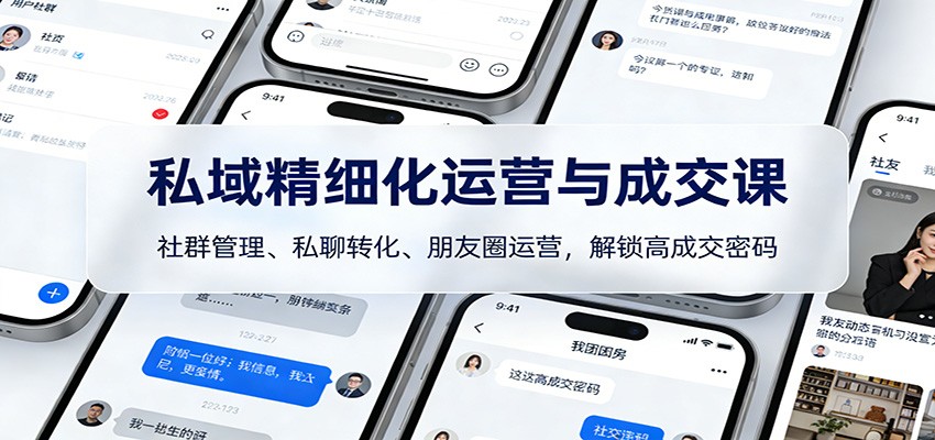 私域精细化运营与成交课：社群管理、私聊转化、朋友圈运营，解锁高成交密码-一个小目标资源站