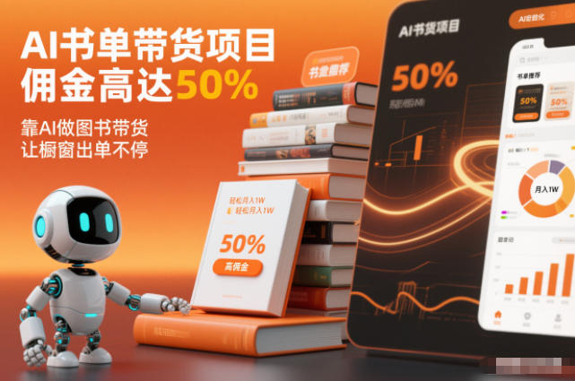 AI书单带货项目,佣金高达50%,靠AI做图书带货,让橱窗出单不停,轻松月入1W-一个小目标资源站