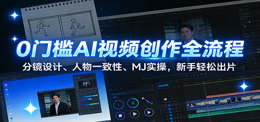 0门槛AI视频创作全流程:分镜设计、人物一致性、MJ实操,新手轻松出片-opc资源站