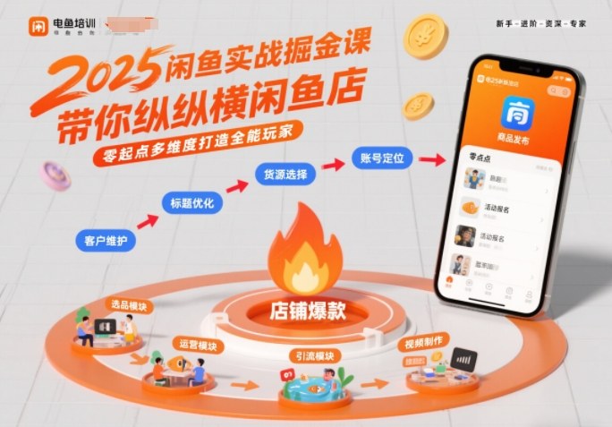 2025闲鱼实战掘金课，带你纵横闲鱼店，零起点多维度打造全能玩家-opc资源站