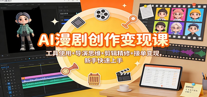AI漫剧创作变现课:工具使用+导演思维+剪辑精修+接单变现,新手快速上手-一个小目标资源站