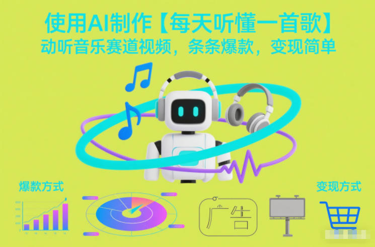 使用AI制作【每天听懂一首歌】动听音乐赛道视频，条条爆款，变现简单-opc资源站