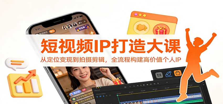 短视频IP打造大课：从定位变现到拍摄剪辑，全流程构建高价值个人IP-一个小目标资源站