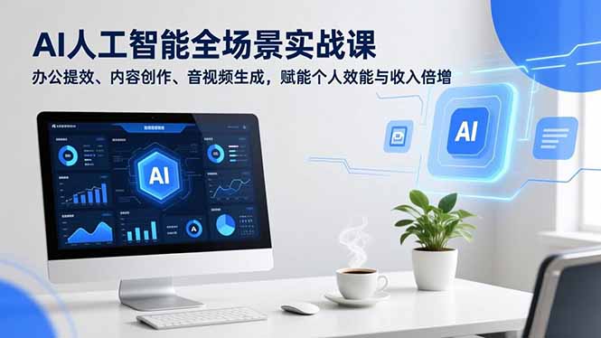 AI人工智能全场景实战课，办公提效、内容创作、音视频生成，赋能个人效能与收入倍增-opc资源站