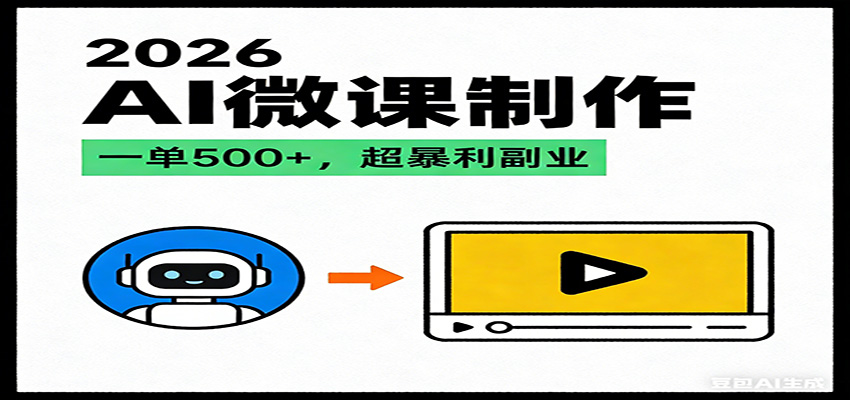 2026AI 风口最稳副业：微课代写制作，一单 500+，人人可做的蓝海项目-一个小目标资源站