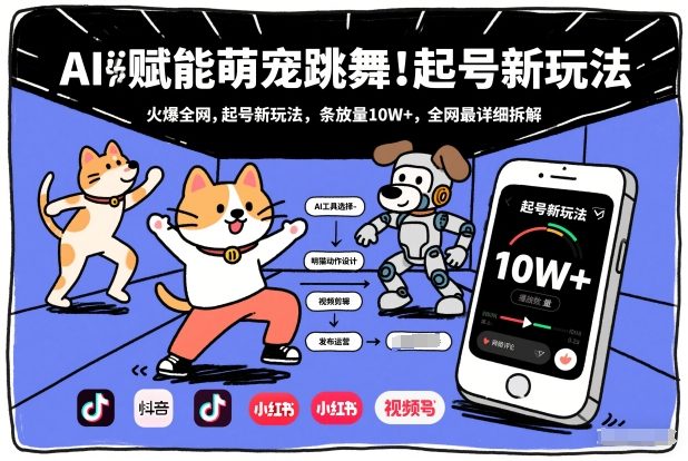 AI赋能萌宠跳舞，火爆全网，起号新玩法，条条播放量10W+，全网最详细拆解-opc资源站