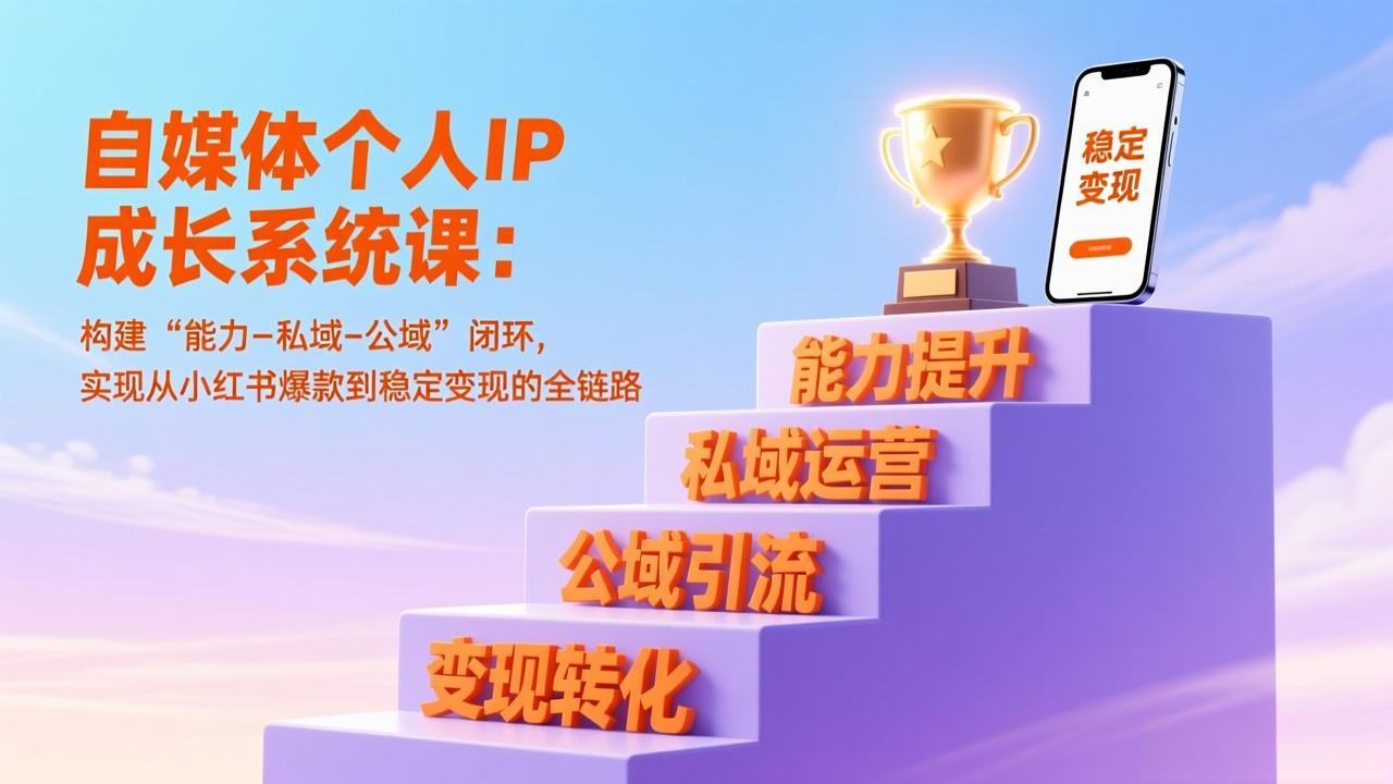 自媒体个人IP成长系统课：构建“能力-私域-公域”闭环，实现从小红书爆款到稳定变现的全链路-一个小目标资源站
