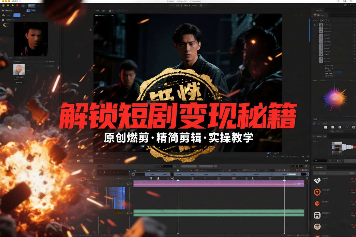 短剧拉新之原创燃剪精简剪辑实操课,解锁短剧变现秘籍-一个小目标资源站