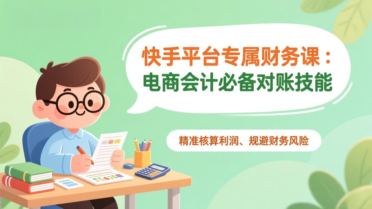 快手平台专属财务课：电商会计必备对账技能，精准核算利润、规避财务风险-opc资源站
