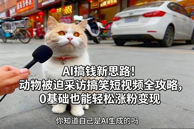 AI搞钱新思路!动物被迫采访搞笑短视频全攻略,0基础也能轻松涨粉变现-opc资源站