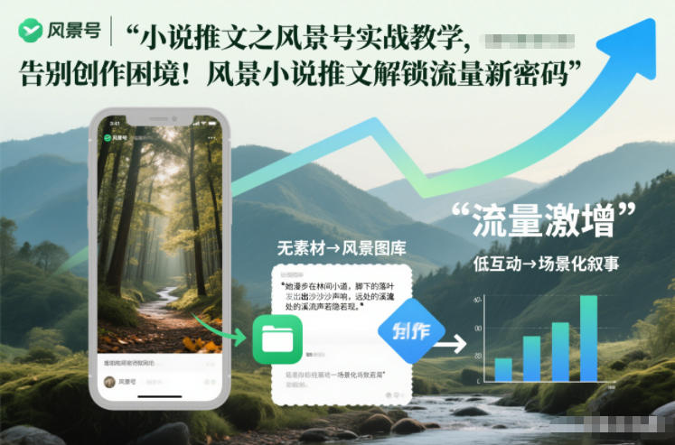 小说推文之风景号实战教学,告别创作困境!风景小说推文解锁流量新密码-一个小目标资源站
