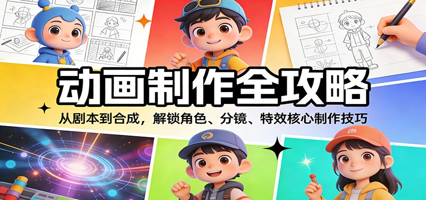 动画制作全攻略：从剧本到合成，解锁角色、分镜、特效核心制作技巧-一个小目标资源站