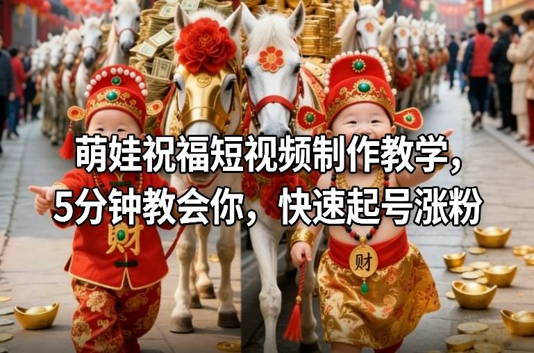 萌娃祝福短视频制作教学,5分钟教会你,快速起号涨粉-opc资源站