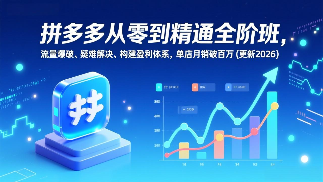 拼多多从零到精通全阶班，流量爆破、疑难解决，构建盈利体系，单店月销破百万(更新2026-opc资源站