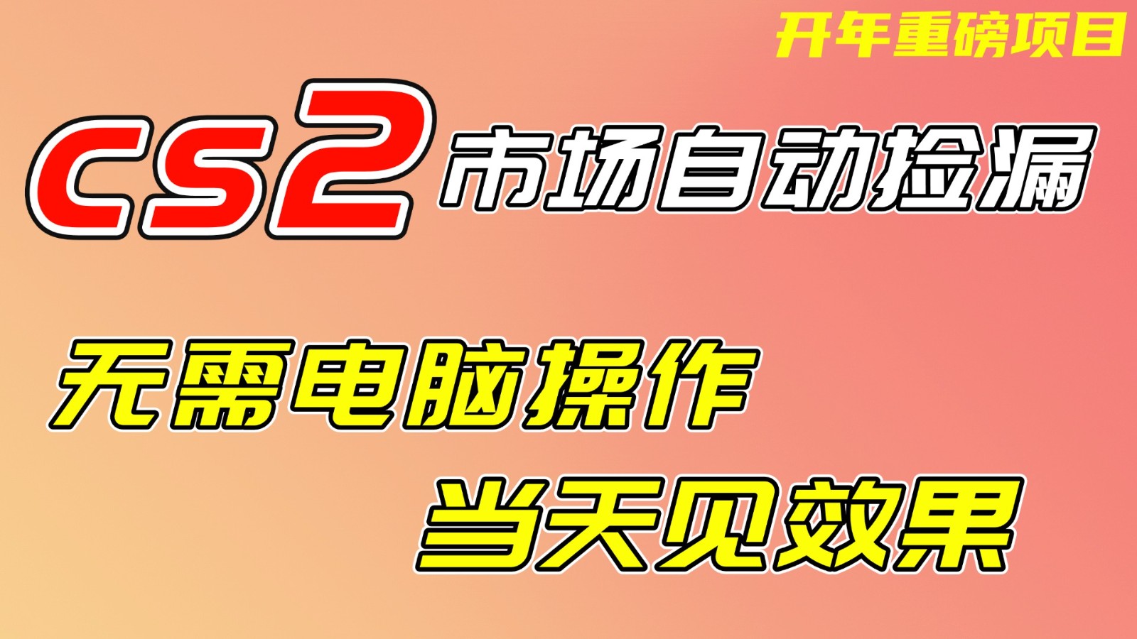 CS2市场挂机项，无需电脑操作，无需进入游戏，当天见效果，支持任何形式验证-opc资源站
