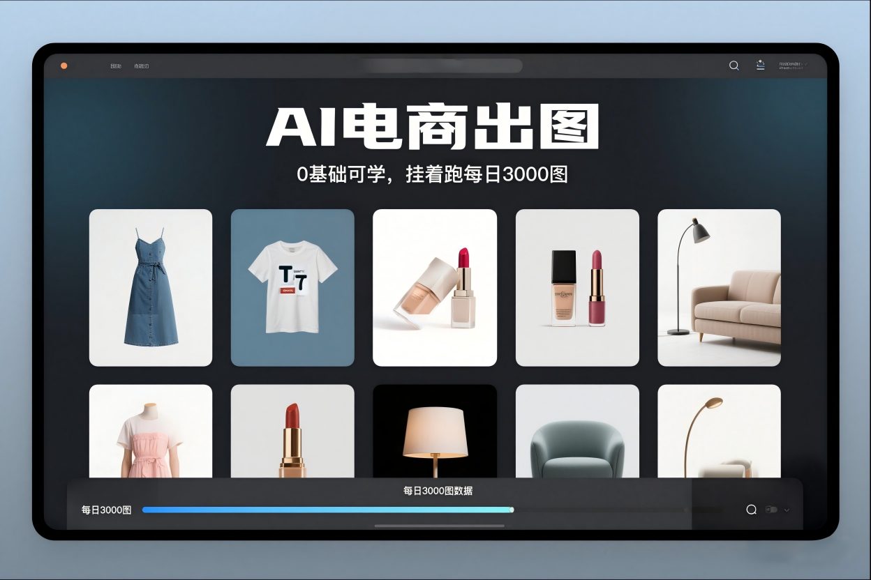 AI电商出图,0基础可学,挂着跑每日3000图-opc资源站