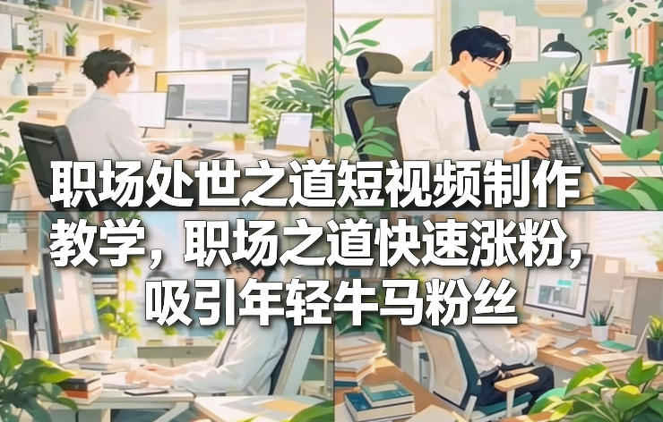 职场处世之道短视频制作教学,职场之道快速涨粉,吸引年轻牛马粉丝-一个小目标资源站