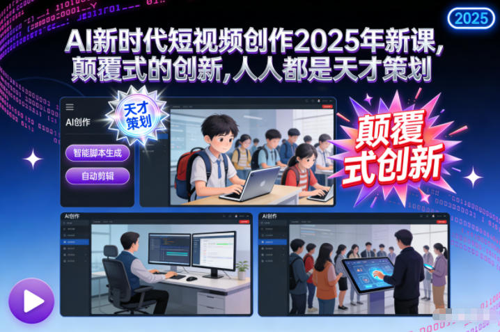 AI新时代短视频创作2025年新课,颠覆式的创新,人人都是天才策划-一个小目标资源站