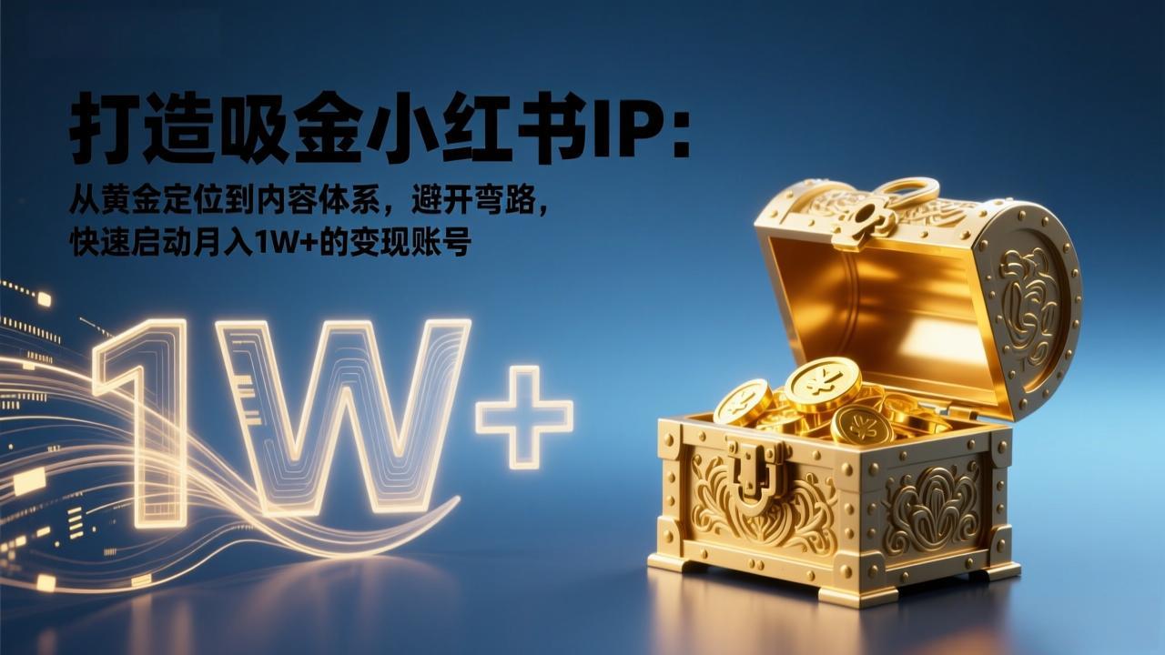 打造吸金小红书IP：从黄金定位到内容体系，避开弯路，快速启动月入1W+的变现账号-opc资源站