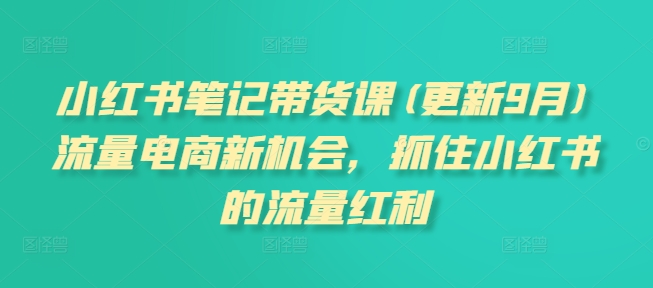 小红书笔记带货课(更新25年12月)流量电商新机会，抓住小红书的流量红利-opc资源站