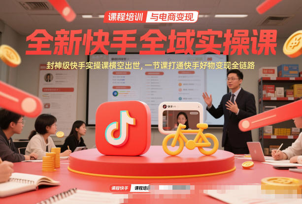 全新快手全域实操课,封神级快手实操课横空出世,一节课打通快手好物变现全链路-opc资源站