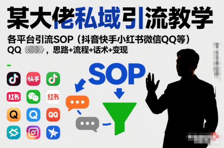 某大佬私域引流教学，各平台引流SOP(抖音快手小红书微信QQ等)，思路+流程+话术+变现-一个小目标资源站