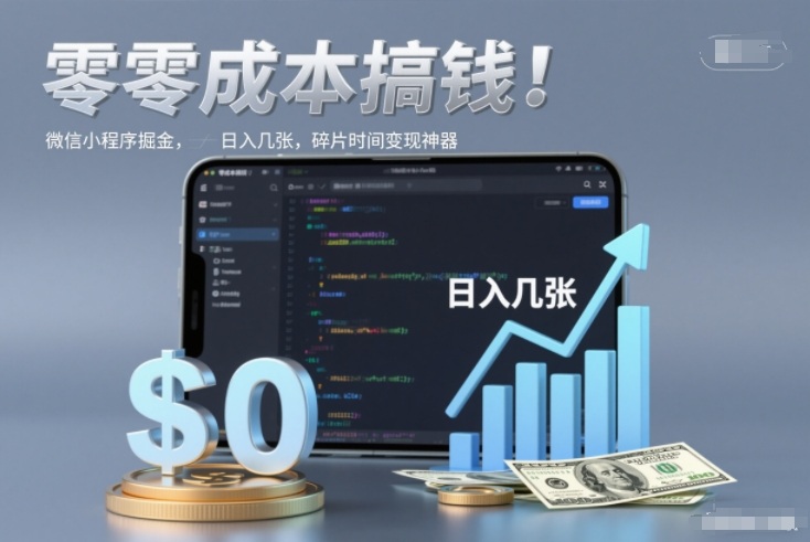 零成本搞钱,微信小程序掘金,简单易操作,日入几张,碎片时间变现神器【揭秘】-opc资源站