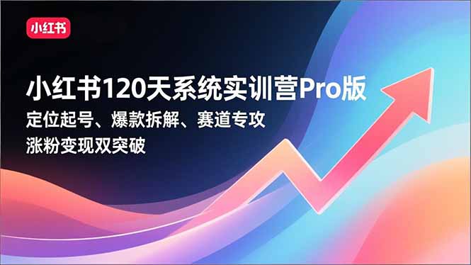 小红书120天系统实训营Pro版，定位起号、爆款拆解、赛道专攻，实现涨粉变现双突破-一个小目标资源站
