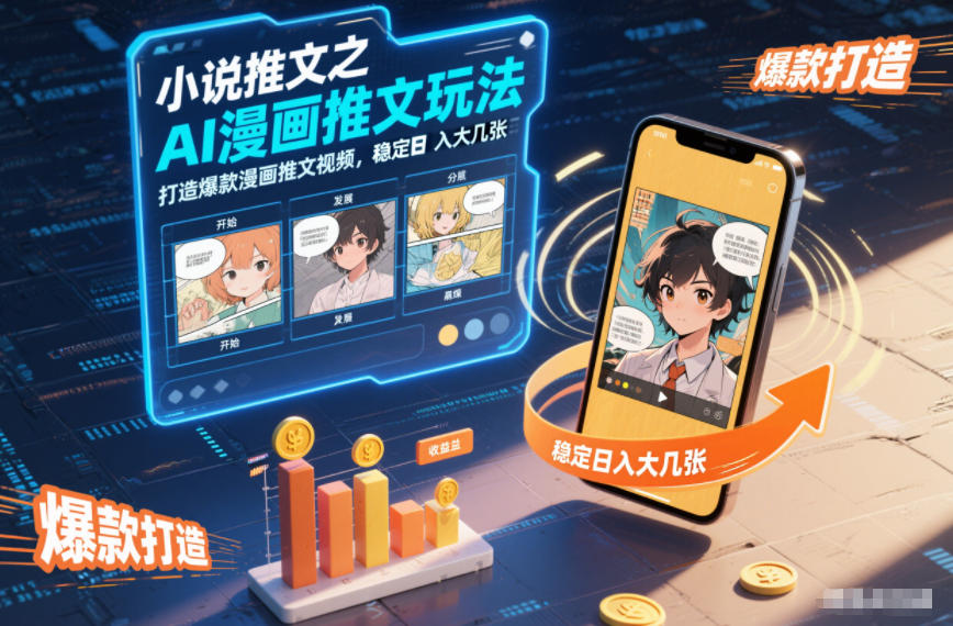 小说推文之AI漫画推文玩法，打造爆款漫画推文视频，稳定日入大几张-一个小目标资源站