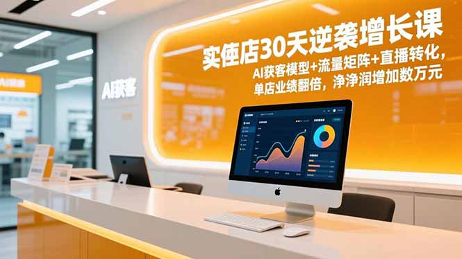 实体店30天逆袭增长课，AI获客模型+流量矩阵+直播转化，单店业绩翻倍，净利润增加数万元-一个小目标资源站