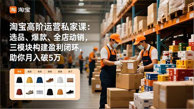 淘宝高阶运营私家课:选品、爆款、全店动销,三模块构建盈利闭环,助你月入破5万(更新12月-一个小目标资源站