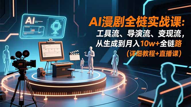 AI漫剧全栈实战课:工具流、导演流、变现流,从生成到月入10w+全链路 (详细教程+直播课-opc资源站