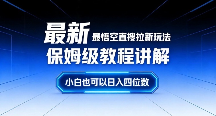最新最悟空直搜拉新玩法保姆级教程讲解，小白也可以日入四位数-一个小目标资源站