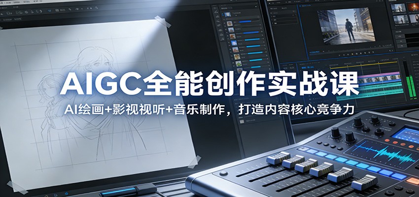AIGC全能创作实战课:AI绘画+影视视听+音乐制作,打造内容核心竞争力-opc资源站