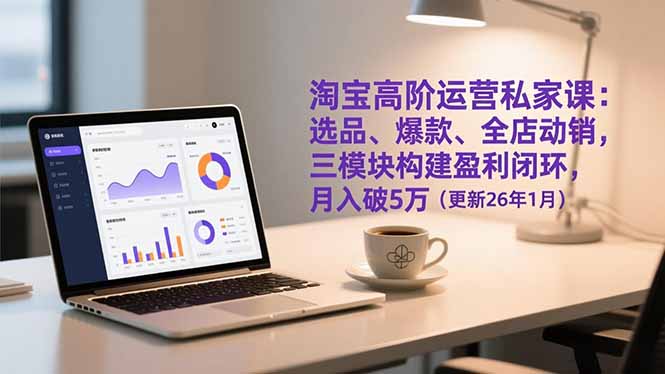 淘宝高阶运营私家课:选品、爆款、全店动销,三模块构建盈利闭环,月入破5万(更新26年1月-一个小目标资源站