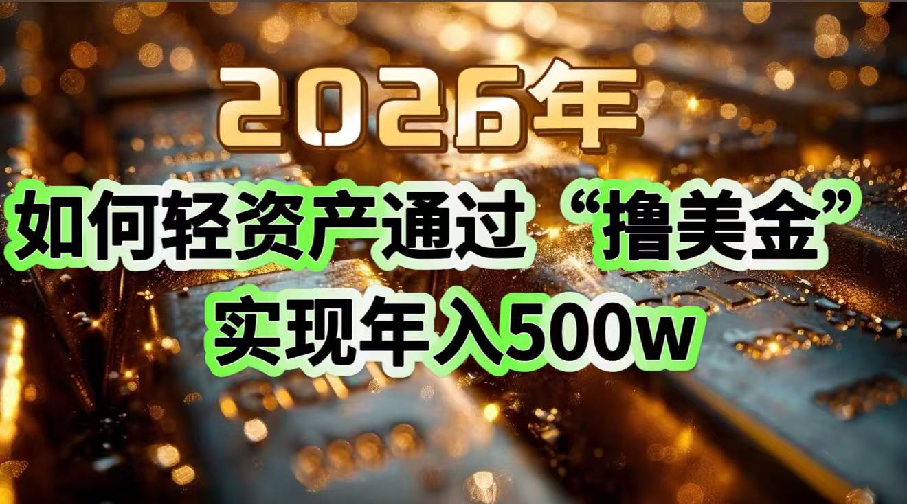 2026年如何轻资产通过“撸美金”实现年入500w-opc资源站