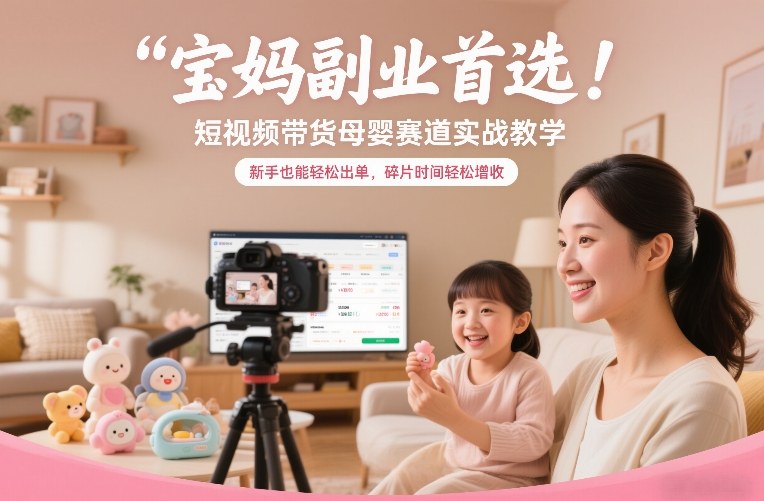 宝妈副业首选!短视频带货母婴赛道实战教学,新手也能轻松出单,碎片时间轻松增收-opc资源站