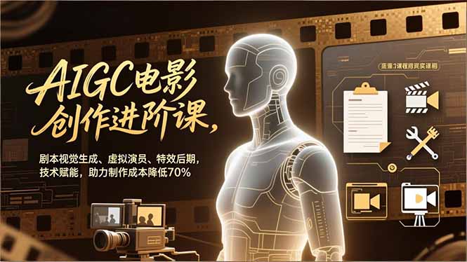 AIGC电影创作进阶课,剧本视觉生成、虚拟演员、特效后期,技术赋能,助力制作成本降低70%-opc资源站