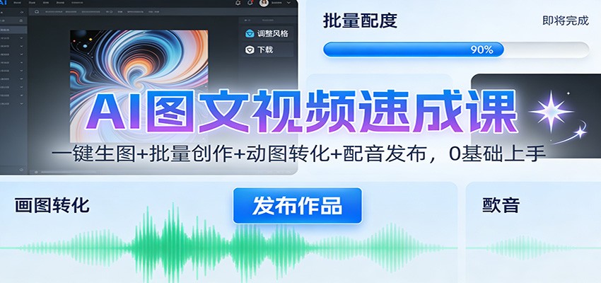 AI图文视频速成课:一键生图+批量创作+动图转化+配音发布,0基础上手-一个小目标资源站