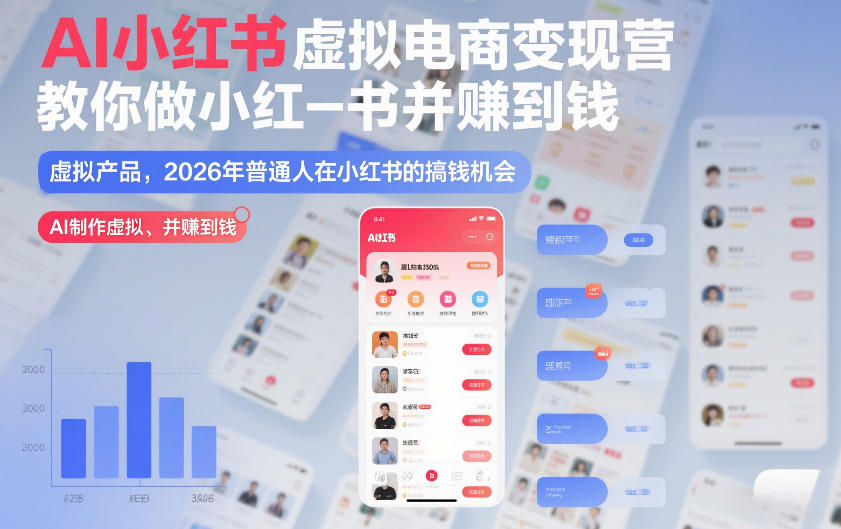 AI小红书虚拟电商变现营，教你做小红书并賺到钱，虚拟产品，2026年普通人在小红书的搞钱机会(更新中)-opc资源站