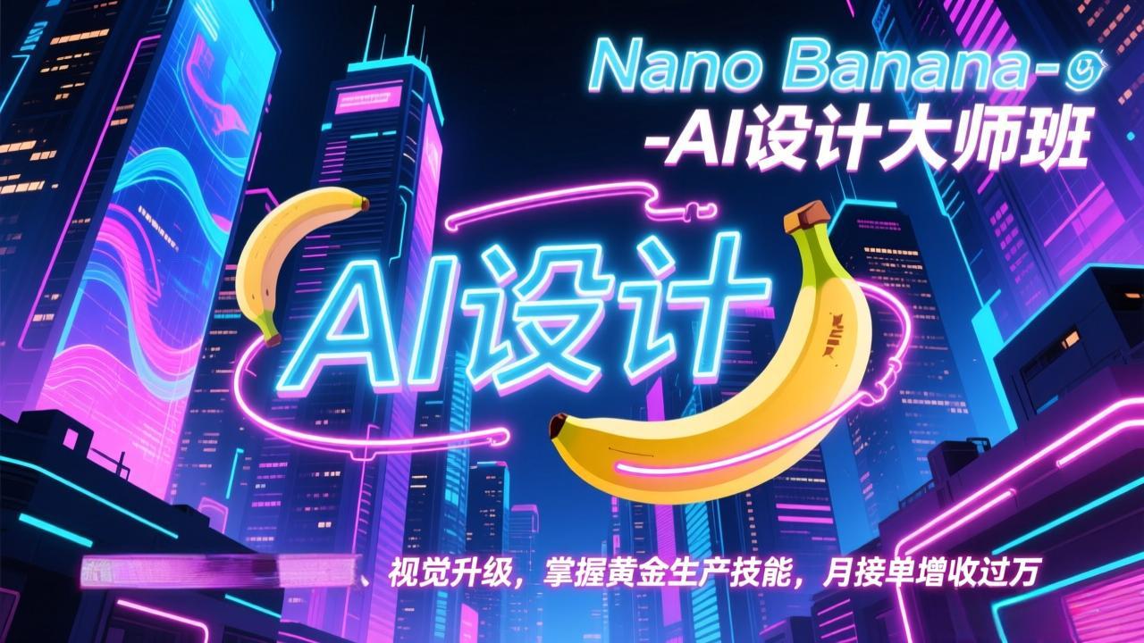 Nano Banana-AI设计大师班，修图合成、广告创作、视觉升级，掌握黄金生产技能，月接单增收过万-一个小目标资源站