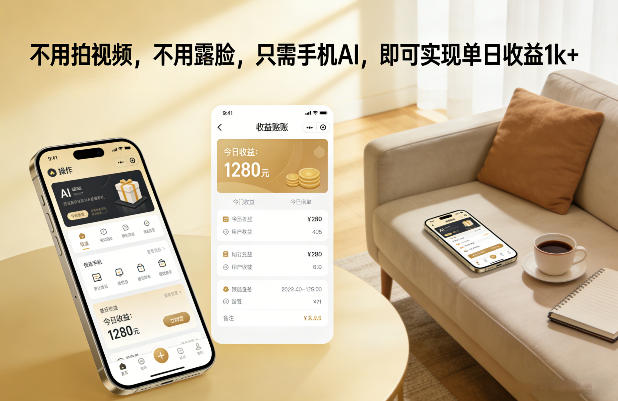 不用拍视频，不用露脸，只需手机AI，即可实现单日收益1k+【揭秘】-opc资源站