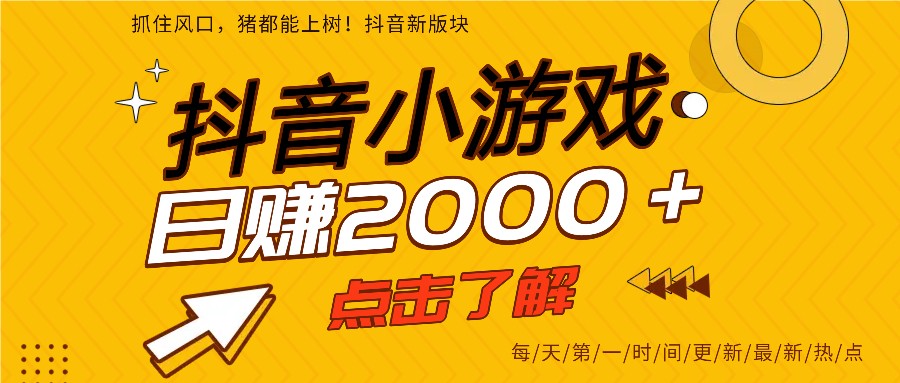 5年爆火的抖音小游戏项目，一部手机日入2000+-opc资源站