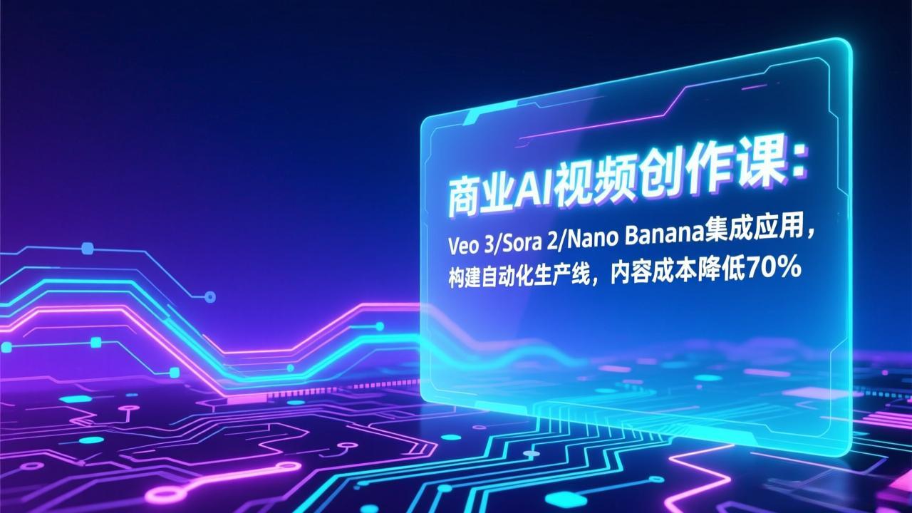 商业AI视频创作课:Veo 3/Sora 2/Nano Banana集成应用,构建自动化生产线,内容成本降低70%-opc资源站