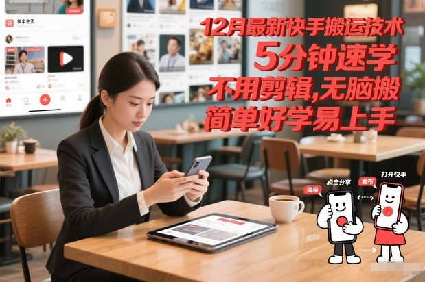 12月最新快手搬运技术，5分钟速学，不用剪辑无脑搬，简单好学易上手-opc资源站