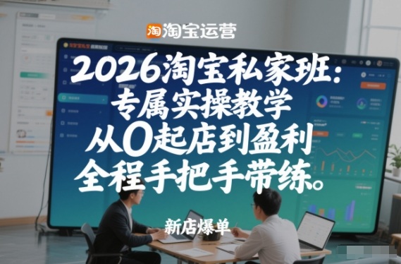 2026淘宝私家班：专属实操教学，从0起店到盈利，全程手把手带练-opc资源站