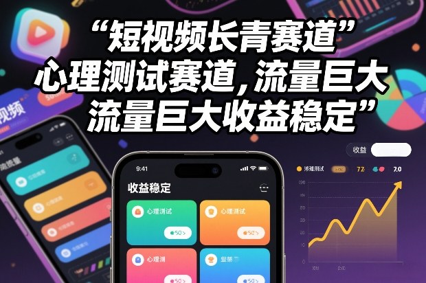短视频长青赛道，心里测试赛道，流量巨大，收益稳定-一个小目标资源站